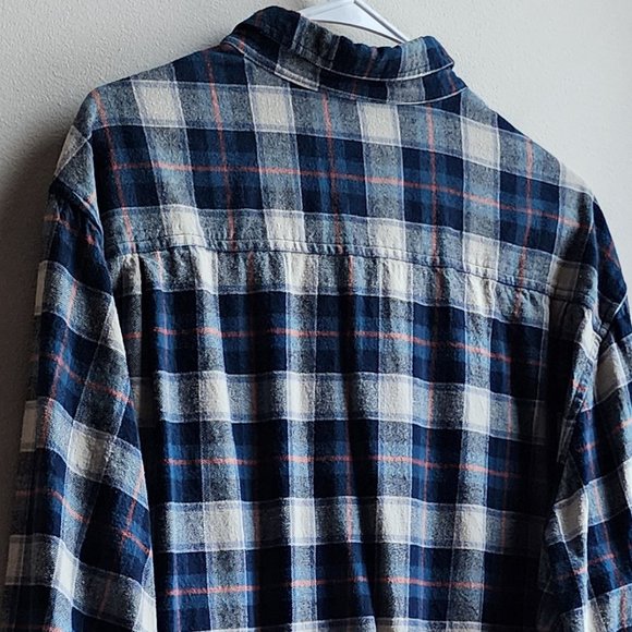 Weatherproof Cream/Blue Plaid Flannel Button Down Shirt Size 3XL - Picture 11 of 14